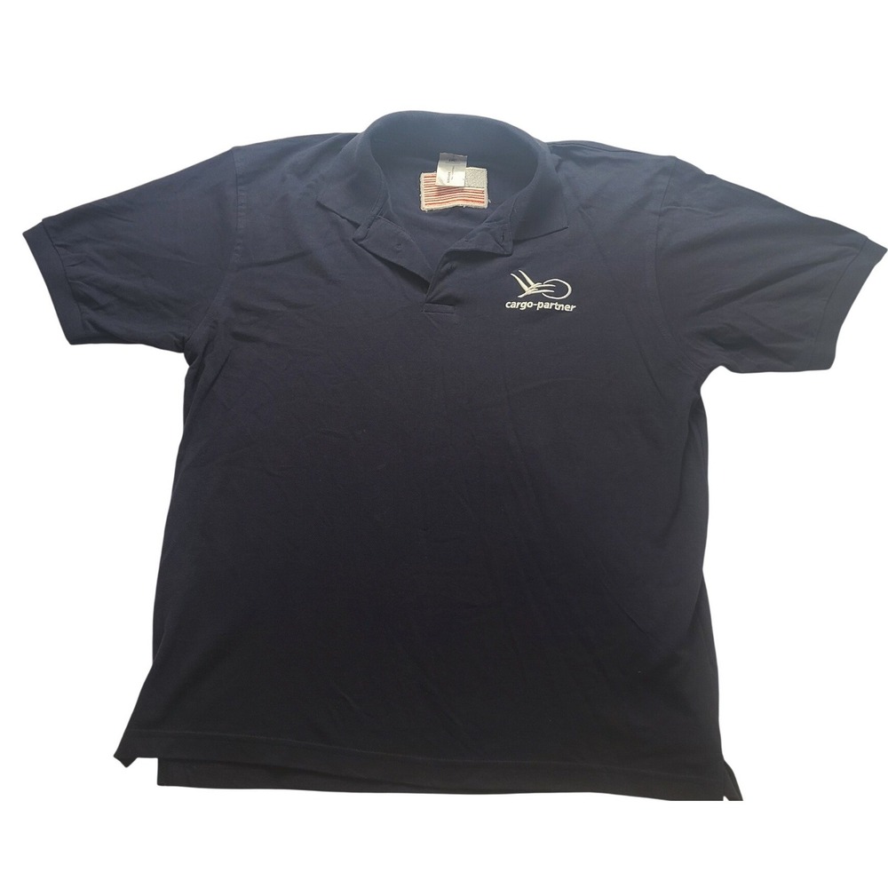 B&C Collection Heavymill Navy Blue Cargo-Partner Logo Polo Shirt Unisex Large